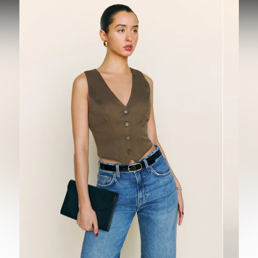 Reformation Devin Twill Vest Woodland - Size 0